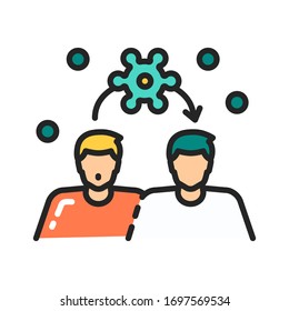 Spread of coronavirus color line icon. Respiratory transmitted. Pandemic COVID-19. Pictogram for web page, mobile app, promo. Editable stroke.