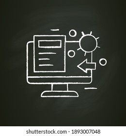 Spread of disease education chalk icon. Covid19, virus disease, influenza transmission study, analysis. Telemedicine, online diagnostics. Virology education. Isolated vector illustration on chalkboard