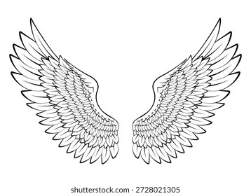 Extiende las alas de águila. Elemento de diseño de tatuaje de grabado Ilustración vectorial
