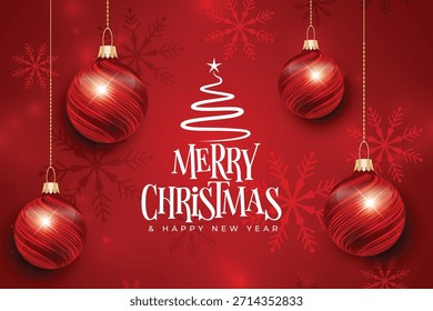 Spread holiday cheer with this beautiful Merry Christmas template design. Crafted with festive colors, classic Christmas elements, and stylish typography, it is ideal for greeting cards, social media 