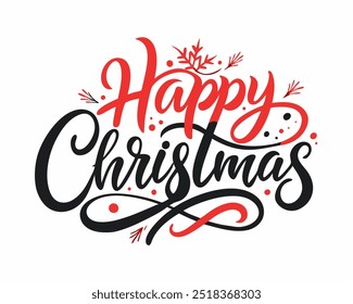 Spread holiday cheer with this "Happy Christmas" typography t-shirt design. Perfect for festive apparel, this stylish graphic brings the spirit of Christmas to your wardrobe.