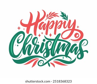 Spread holiday cheer with this "Happy Christmas" typography t-shirt design. Perfect for festive apparel, this stylish graphic brings the spirit of Christmas to your wardrobe.