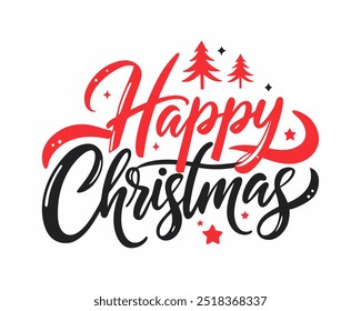Spread holiday cheer with this "Happy Christmas" typography t-shirt design. Perfect for festive apparel, this stylish graphic brings the spirit of Christmas to your wardrobe.