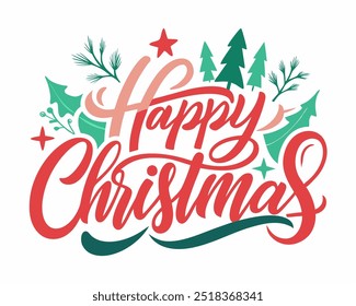 Spread holiday cheer with this "Happy Christmas" typography t-shirt design. Perfect for festive apparel, this stylish graphic brings the spirit of Christmas to your wardrobe.