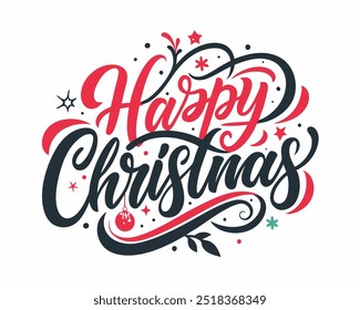 Spread holiday cheer with this "Happy Christmas" typography t-shirt design. Perfect for festive apparel, this stylish graphic brings the spirit of Christmas to your wardrobe.