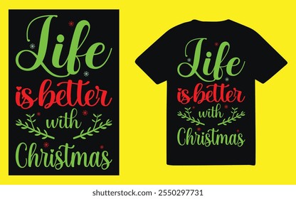 Spread holiday cheer with this Merry Christmas typography t-shirt design, perfect for festive apparel, holiday gifts, and seasonal projects that capture the spirit of Christmas.