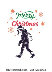 Spread holiday cheer with this merry Christmas typography t-shirt design, perfect for festive apparel, holiday gifts, and seasonal projects that capture the joyful spirit of the season.