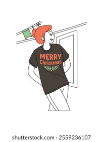 Spread holiday cheer with this merry Christmas typography t-shirt design, perfect for festive apparel, holiday gifts, and seasonal projects that capture the joyful spirit of the season.