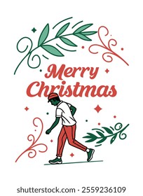 Spread holiday cheer with this merry Christmas typography t-shirt design, perfect for festive apparel, holiday gifts, and seasonal projects that capture the joyful spirit of the season.