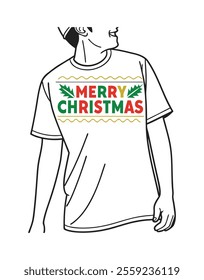 Spread holiday cheer with this merry Christmas typography t-shirt design, perfect for festive apparel, holiday gifts, and seasonal projects that capture the joyful spirit of the season.