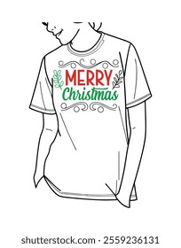 Spread holiday cheer with this merry Christmas typography t-shirt design, perfect for festive apparel, holiday gifts, and seasonal projects that capture the joyful spirit of the season.