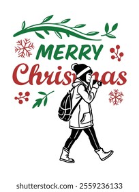 Spread holiday cheer with this merry Christmas typography t-shirt design, perfect for festive apparel, holiday gifts, and seasonal projects that capture the joyful spirit of the season.