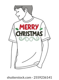 Spread holiday cheer with this merry Christmas typography t-shirt design, perfect for festive apparel, holiday gifts, and seasonal projects that capture the joyful spirit of the season.