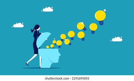 Spread knowledge and creativity. businesswoman open their heads creative people