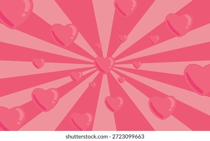 Extender el fondo del amor con la explosión del sol en el fondo rosado. Fondo rosado de la explosión del sol