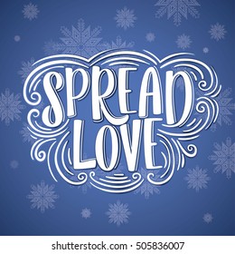 Spread Love greeting card lettering design red background.