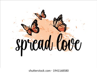 spread love message with butterfly design vector