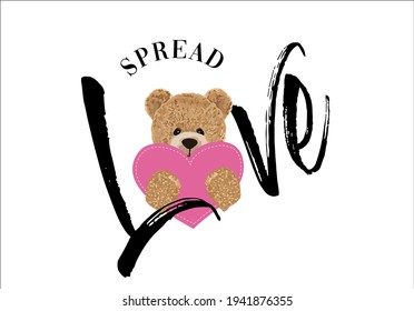 spread love message teddy bear