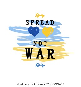 Spread Love not War. Pacifism concept. Vector illustration isolated on white background.