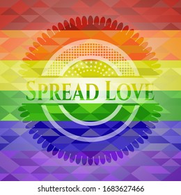 Spread Love auf Mosaikhintergrund mit den Farben der LGBT-Flagge