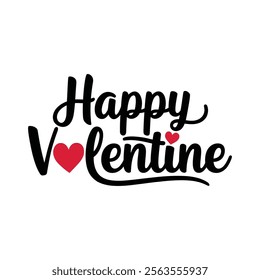 Spread love this Valentine's Day with a stylish "Happy Valentine" design featuring elegant typography and vibrant red hearts, perfect for cards, decorations, or digital greetings