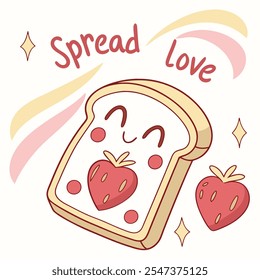 Spread Love: Toast and Strawberry Vector Design