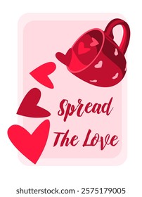 Spread the love typography design poster with red cup and hearts. Lettering design about spreading the love movement.
Valentine's Day Hand Drawn Illustration.