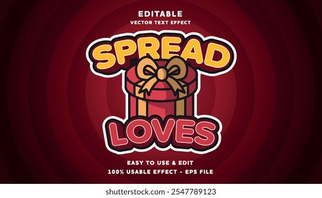 spread loves editable text effect with modern and simple style