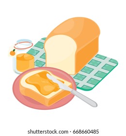 Spread Marmalade on Bread sliced 