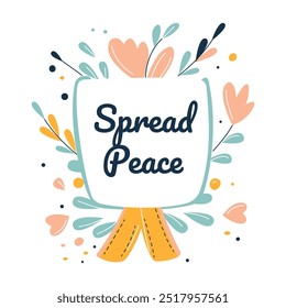 Spread Peace with Romantic Love Floral Flower Bouquet Ribbon Frame Background