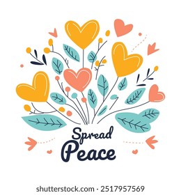 Spread Peace with Romantic Love Heart Floral Flower Bouquet Background