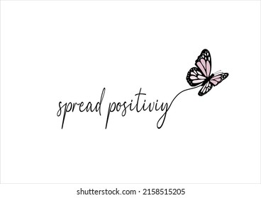 spread positivity butterfly vector hand drawn