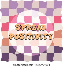 spread positivity slogan vector retro graphic design plaid check background