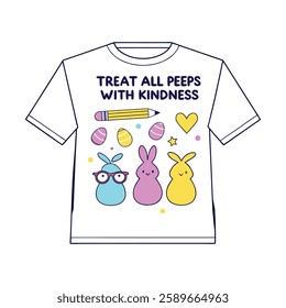 Spread positivity with this "Treat All Peeps with Kindness" design! Perfect for t-shirts and mugs, this trendy vector design is great for gifts, print-on-demand, and digital downloads