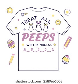 Spread positivity with this "Treat All Peeps with Kindness" design! Perfect for t-shirts and mugs, this trendy vector design is great for gifts, print-on-demand, and digital downloads