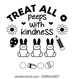 Spread positivity with this "Treat All Peeps with Kindness" design! Perfect for t-shirts and mugs, this trendy vector design is great for gifts, print-on-demand, and digital downloads