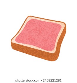 Spread strawberry jam on bread vector illustration. White sliced ​​bread. Delicious toast. Bakery elements. Strawberry flavor.