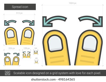 Spread vector line icon isolated on white background. Spread line icon for infographic, website or app. Scalable icon designed on a grid system.