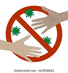 Propagación del virus por apretón de manos, contacto por las manos. Icono plano de persona a persona. Ilustración vectorial moderna.