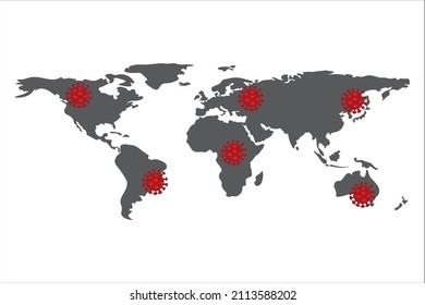 The spread of the virus on the planet earth icon, vector, illustration, 10 eps