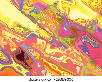 Spreading colorful background for fabrics or covers. Abstract wavy summer motifs in pink-yellow-green tonality for holidays, textiles, posters, fashion, wallpapers, prints, interior solutions, etc.