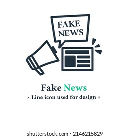 Spreading Fake News Icon Isolated On A White Background. Vector Illustration Of Thin Line Icon For False Information And Misinformation Concept. Vector Illustration