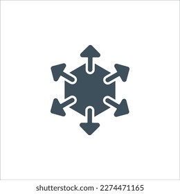 Spreading outward arrows distribution icon. extend business symbol. propagation spreading scheme. Stock vector illustration isolated on white background.