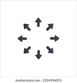 Spreading outward arrows icon. Distribution arrows. Stock vector illustration isolated on white background.