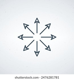 Spreading outward arrows icon. Distribution arrows. Stock vector illustration isolated