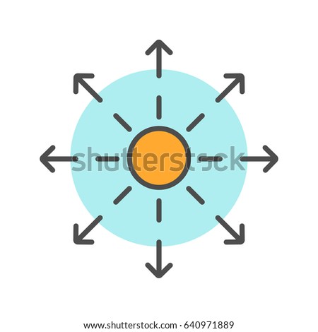 Spreading symbol color icon. Distribution abstract metaphor. Isolated vector illustration