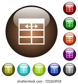 Spreadsheet adjust table column width white icons on round color glass buttons