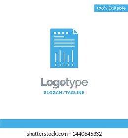 Spreadsheet, Business, Data, Financial, Graph, Paper, Report Blue Solid Logo Template. Place for Tagline