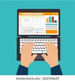 Spreadsheet Design Over Blue Background, Vector Illustration.