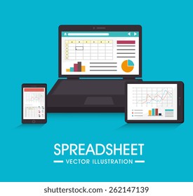 Spreadsheet Design Over Blue Background, Vector Illustration.